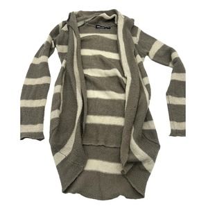 Wet Seal Tan Cream Striped Long Cardigan Sweater